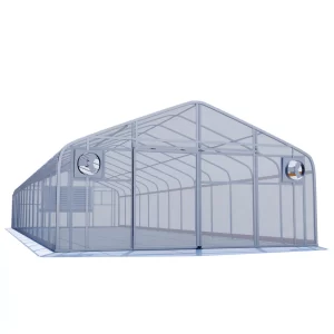 30' x 100' Fully Automated Year-Round Semi-Gable Greenhouse with Twinwall Ends + Evaporative Cooling